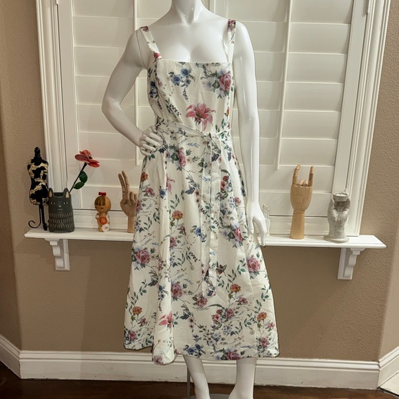 Lulus Dresses & Skirts - Lulus Sunny Posture Ivory Floral Sleeveless Midi Dress